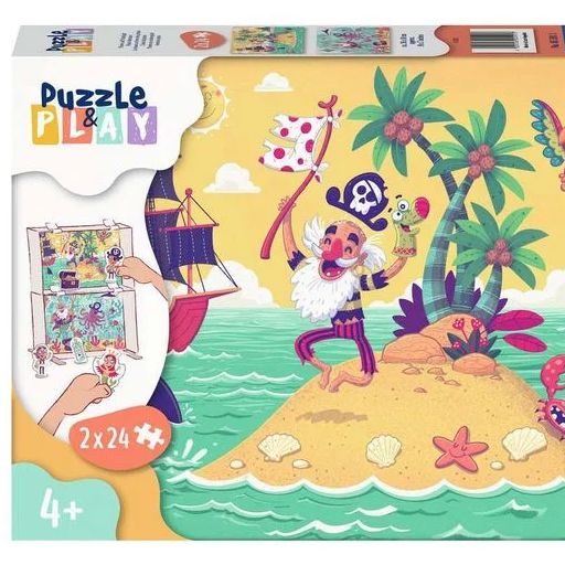 Puzzle & Play - Pirati a Caccia di Tesori - 2 x 24 Pezzi