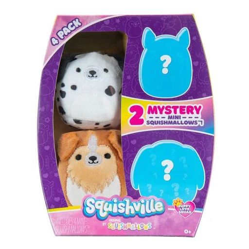 Mini Squishmallows 4-delni paket - Puppy Squad