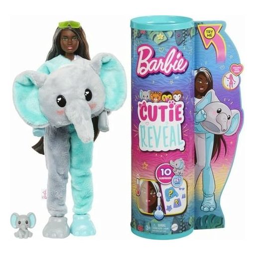 Cutie Reveal Barbie Doll with Elephant Costume