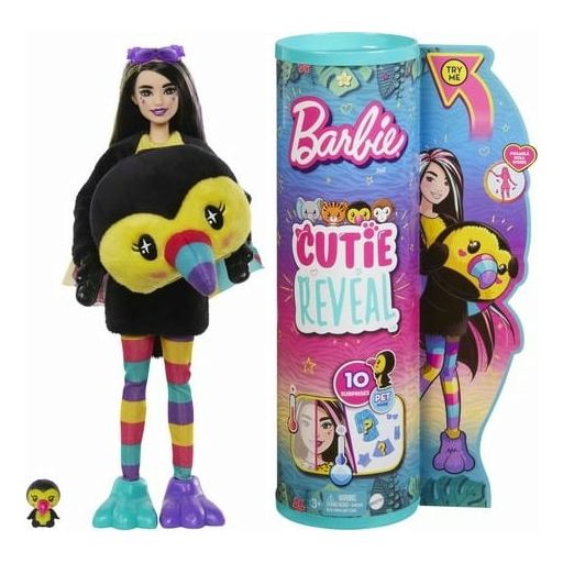 Cutie Reveal Barbie-Puppe mit Tukan-Kostüm