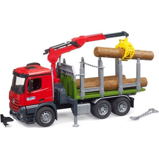Tovornjak za prevoz lesa MB Arocs z nakladalnim žerjavom, prijemalom in 3 hlodi