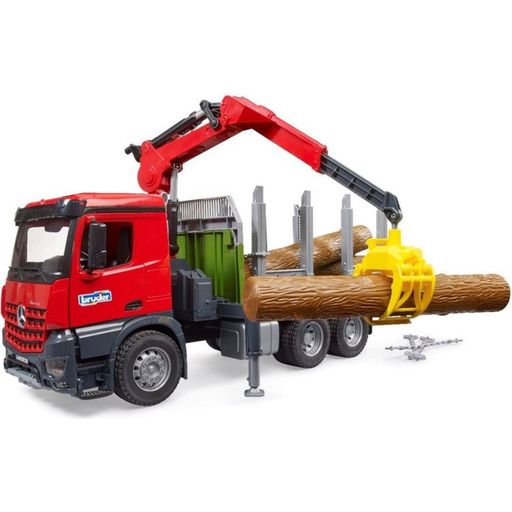 Tovornjak za prevoz lesa MB Arocs z nakladalnim žerjavom, prijemalom in 3 hlodi