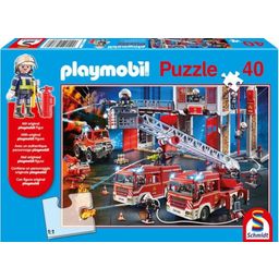 Puzzle - Playmobil - Fire Brigade, 40 pieces + Playmobil Figure