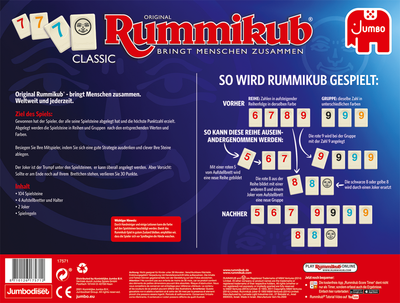 JUMBO Spiele Original Rummikub Classic