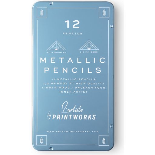 Printworks 12 Coloured Pencils - Metallic - 1 set