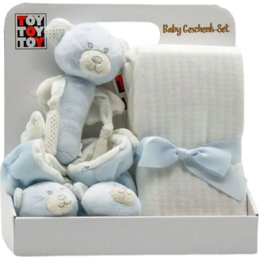 Baby Blanket, Shoes & Plush Bear, Light Blue - 1 item