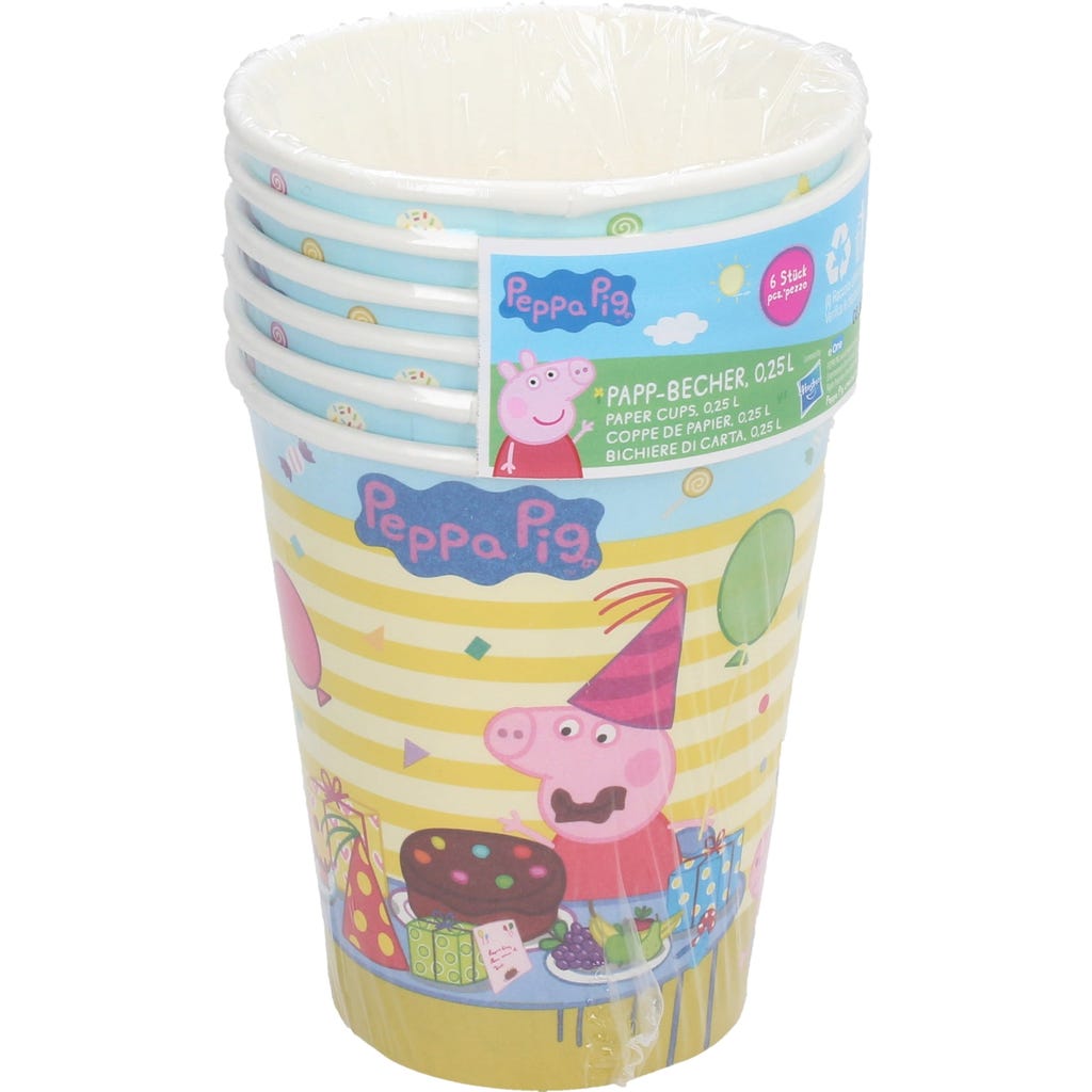TIB Heyne Peppa Pig Paper Cups, 6 pcs - Playpolis