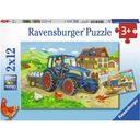 Puzzle - Construction Site And Farm, 2x 12 Pieces - 1 item
