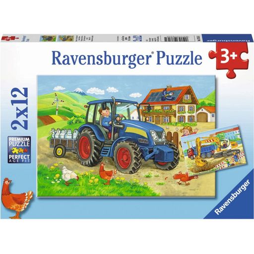 Puzzle - Gradbišče in kmetija, 2 x 12 delov - 1 k.
