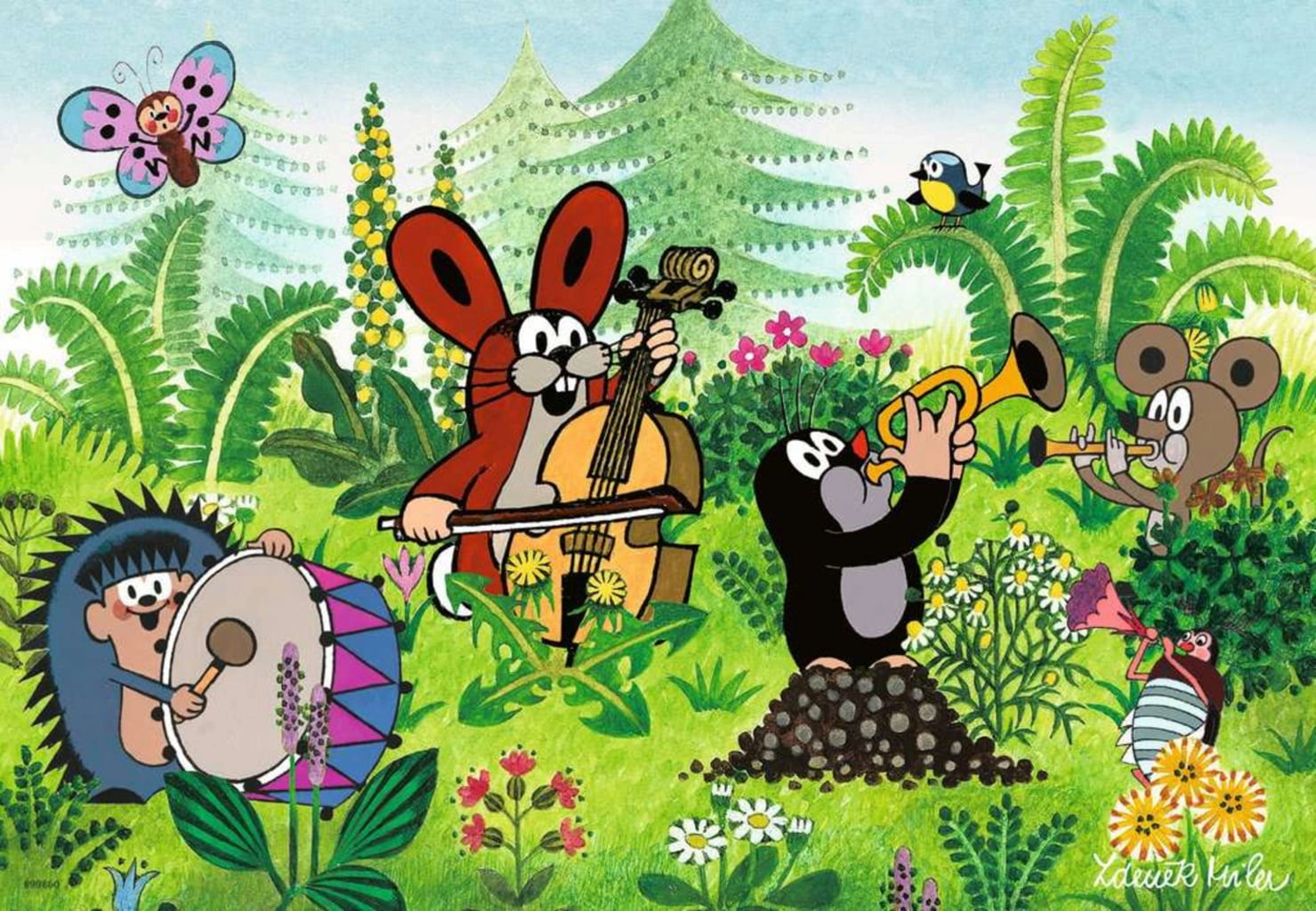 Puzzle - El Topo, Fiesta en el Jardín con Amigos, 2 x 12 Piezas - 1 ud.