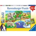 Puzzle - Animals In The Zoo, 2 x 12 Pieces - 1 item