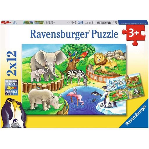 Ravensburger Puzzle - Animali dello Zoo, 2 x 12 Pezzi - 1 pz.
