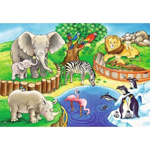 Puzzle - Živali v živalskem vrtu, 2 x 12 delov - 1 k.