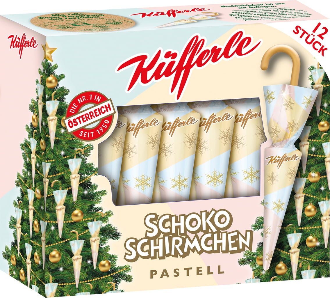 Küfferle Chokladparaplyer PASTELL 12 st.