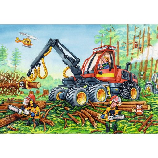 Puzzle - Excavator And Forest Tractor, 2x 24 Pieces - 1 item
