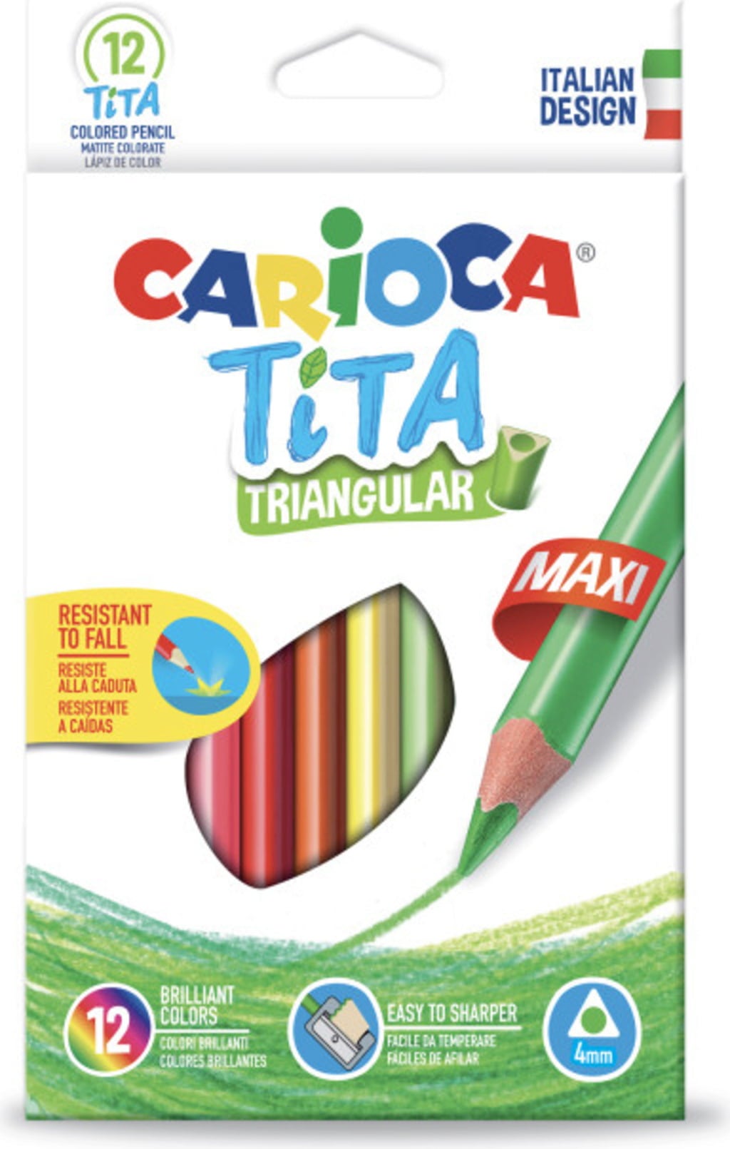 Carioca Tita Triangular Maxi Colored Pencils - 12 Stk