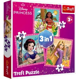 3 in 1 Puzzle - Disney Princess (20, 36, 50 Pezzi) - 1 pz.