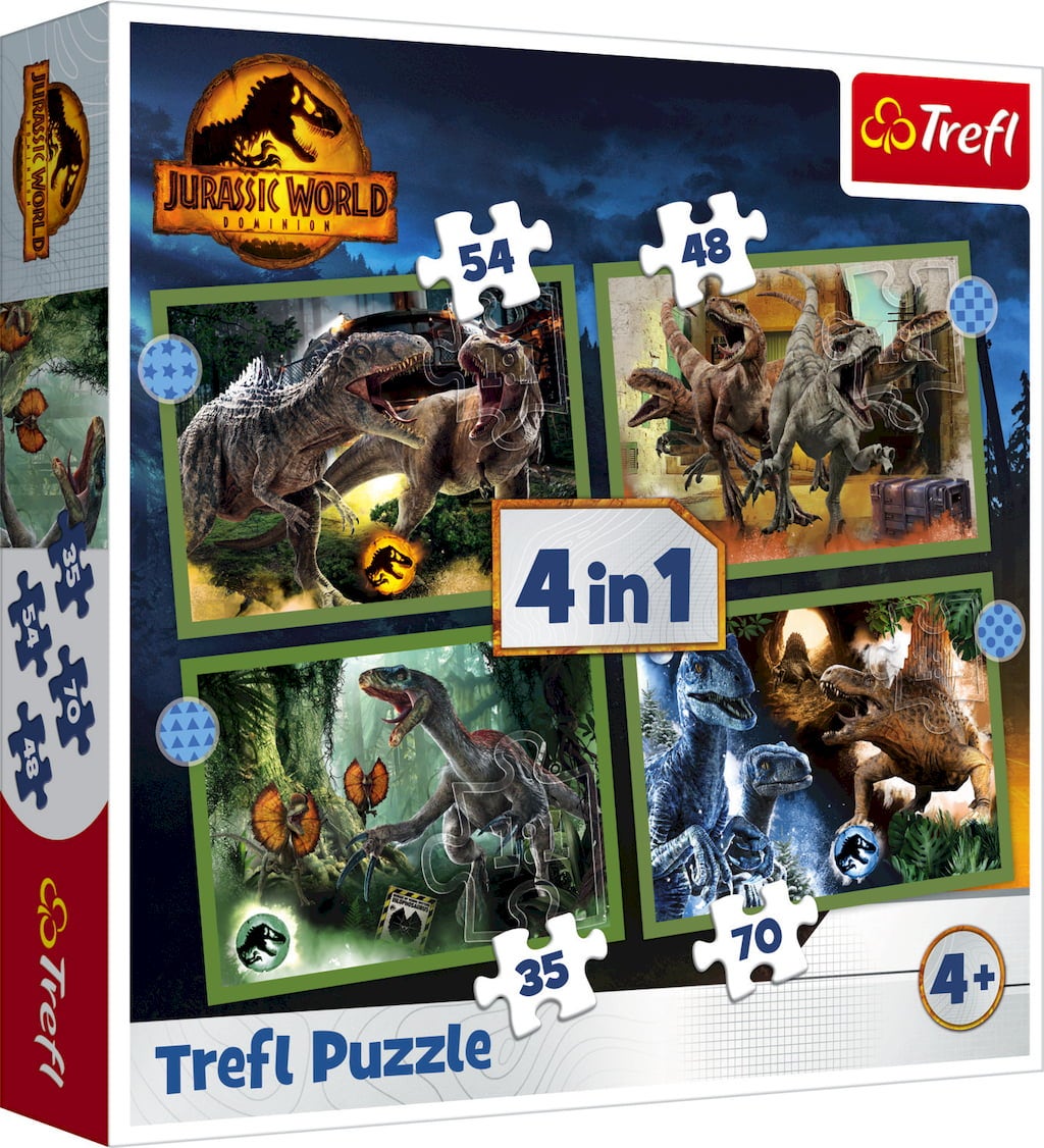 4 in 1 Puzzle - Jurassic World (35, 48, 54, 70 Teile)