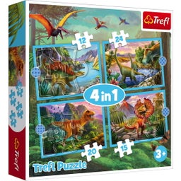 4 in 1 Puzzle - Dinosaurs (12, 24, 20, 15 pieces) - 1 item