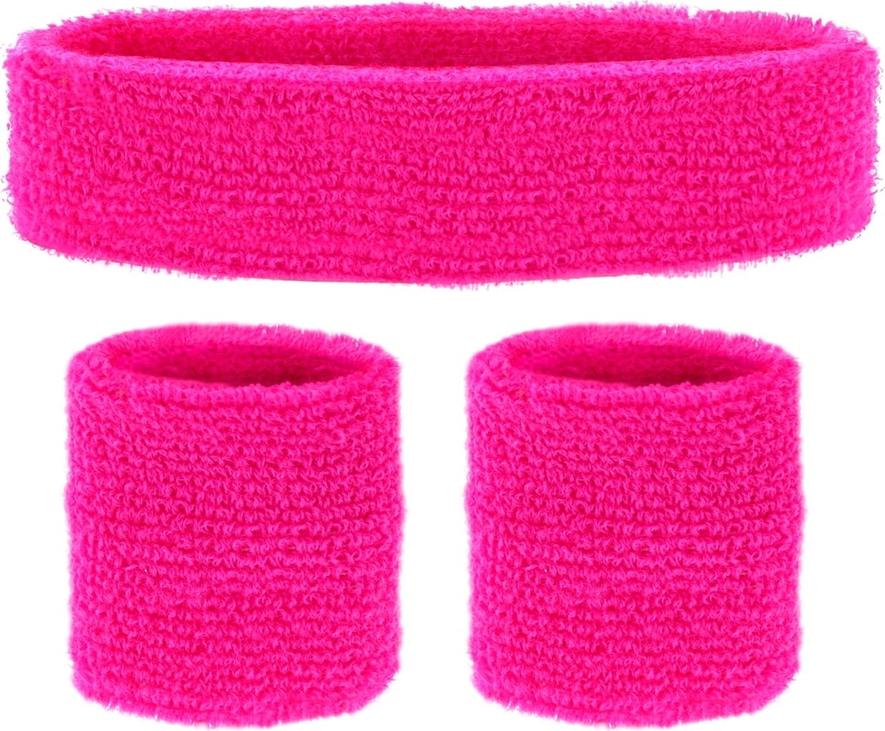 Fasce Antisudore (1 per la Testa e 2 per i Polsi) - Rosa neon