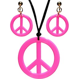 Widmann Set Hippie Rosa Neon - Peace - 1 pz.