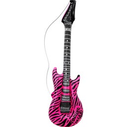 Inflatable Guitar in a Pink Zebra Pattern - 1 item