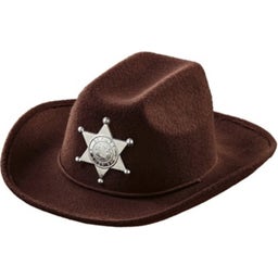 Brown Cowboy Hat with Sheriff's Star, Children's Size  - 1 item