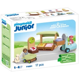 71691 - JUNIOR 1.2.3: Bio-Marktstand & Gabelstapler