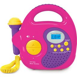 Music Player, Radio and MP3 Player with Microphone, Pink - 1 item