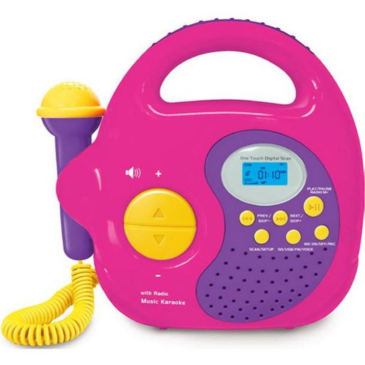 Lettore Musicale, Radio e Lettore MP3 con Microfono, Rosa - 1 pz.
