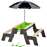 Aksent Sand, Water & Picnic Table (2 benches) + Umbrella & Garden Tools