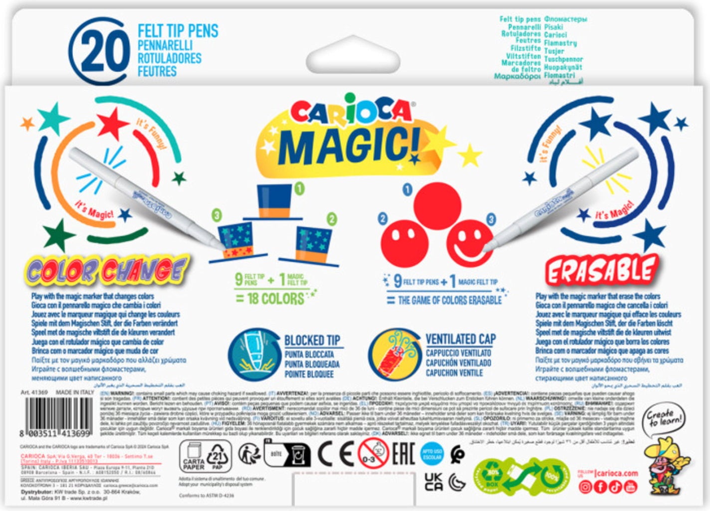 Carioca Pennarelli Magici Magic Markers - 20 pz.