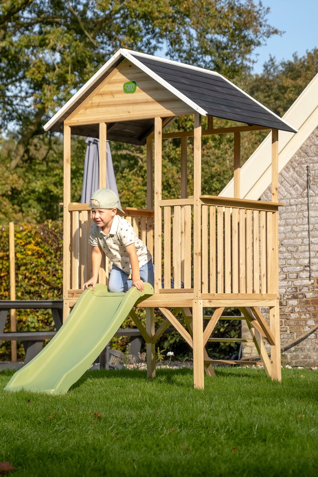 Exit Toys Panorama 300 Holzspielhaus mit Rutsche - 1 Stk