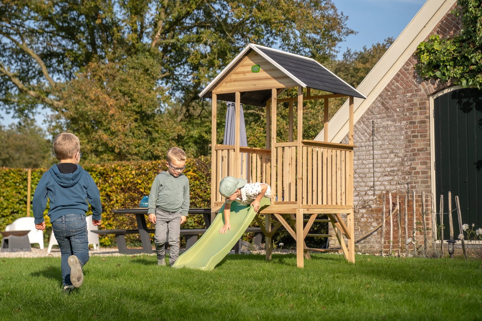 Exit Toys Panorama 300 Holzspielhaus mit Rutsche - 1 Stk