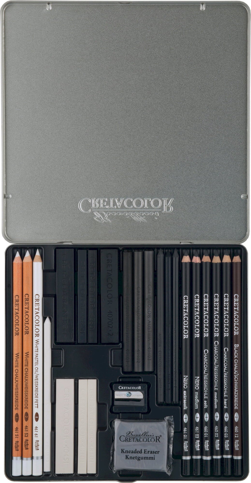 Cretacolor Black & White Box - Set de 25 unidades - caja de metal