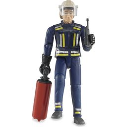 Feuerwehrmann mit Helm, Handschuhen und Zubehör