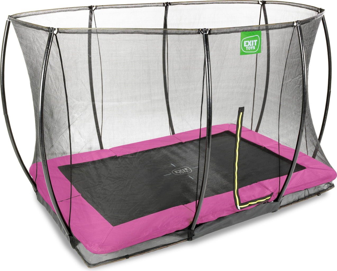 Silhouette Bodentrampolin 214x305cm mit Sicherheitsnetz - rosa