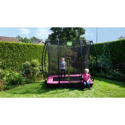 Silhouette Bodentrampolin 153x214cm mit Sicherheitsnetz - rosa