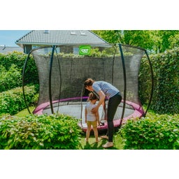 Silhouette Bodentrampolin ø427cm mit Sicherheitsnetz - rosa