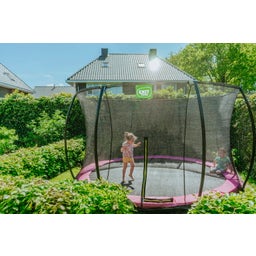 Silhouette Bodentrampolin ø366cm mit Sicherheitsnetz - rosa