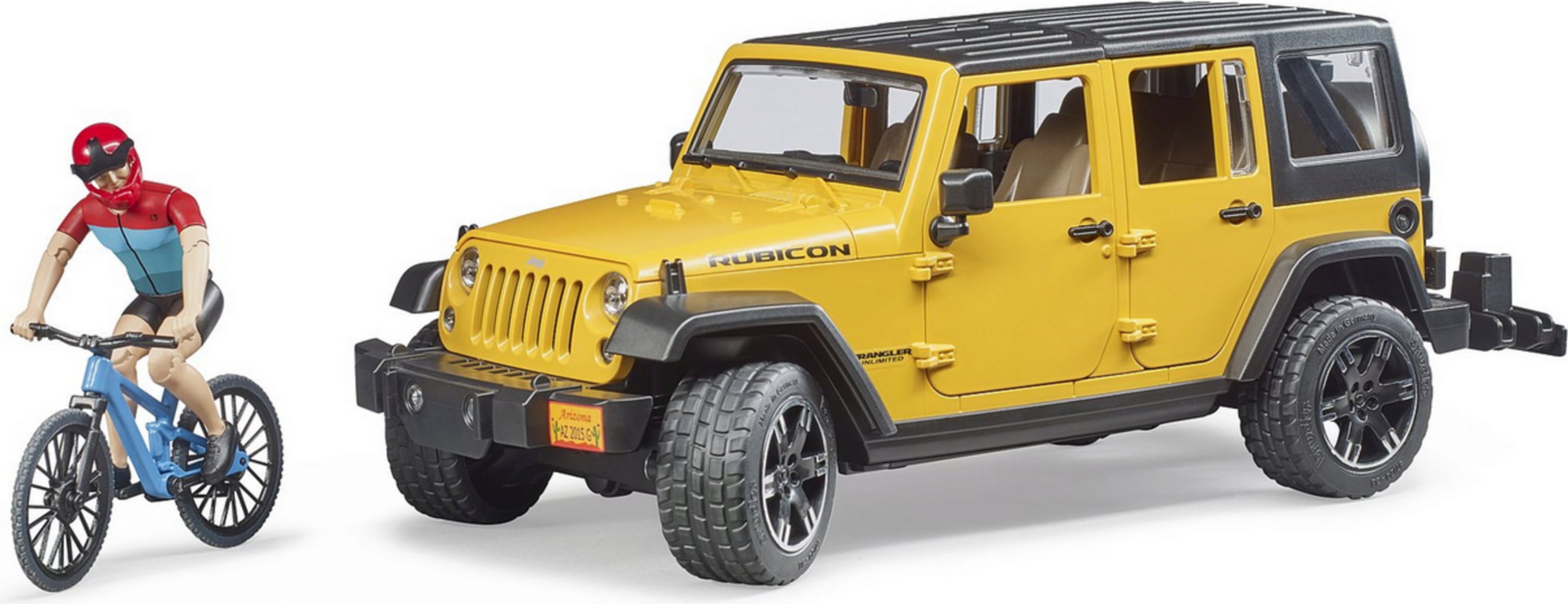 Jeep Wrangler Rubicon Unlimited mit Mountainbike und Radfahrer - 1 Stk