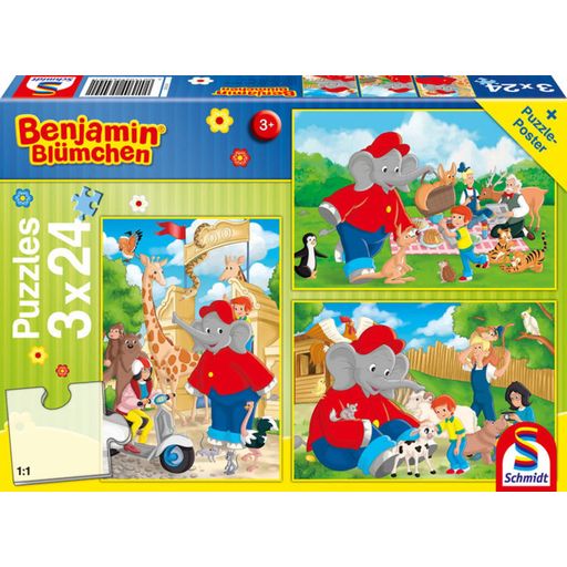 Schmidt Spiele Puzzle - Slonček Benjamin, 3x24 delov - 1 k.