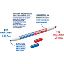 Carioca BiColor Double Felt Tip Pens - 6 pz.