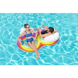 Rainbow Dreams 2-Person Swim Ring with Headrest 186 x 116 cm - 1 item