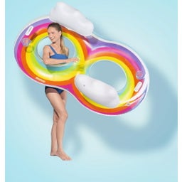 Rainbow Dreams 2-Person Swim Ring with Headrest 186 x 116 cm - 1 item