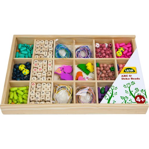 LENA Wooden Beads & Wooden Case, Large - 1 item
