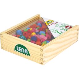 LENA Lesene perle in lesena škatla - 1 k.