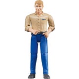 Bruder Mann mit hellem Hauttyp und blauer Hose