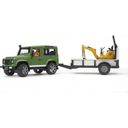 Land Rover Defender, enoosna prikolica, mikro bager JCB in gradbeni delavci - 1 k.