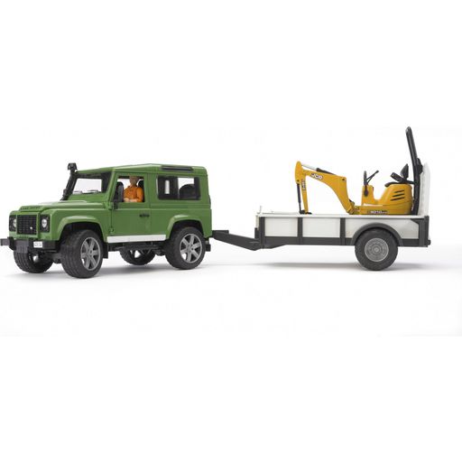 Land Rover Defender, Einachsanhänger, JCB Mikrobagger und Bauarbeiter - 1 Stk